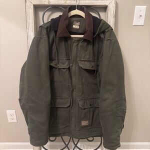 C.E. Schmidt Workwear Green Duck Canvas Insulated Hooded Jacket L